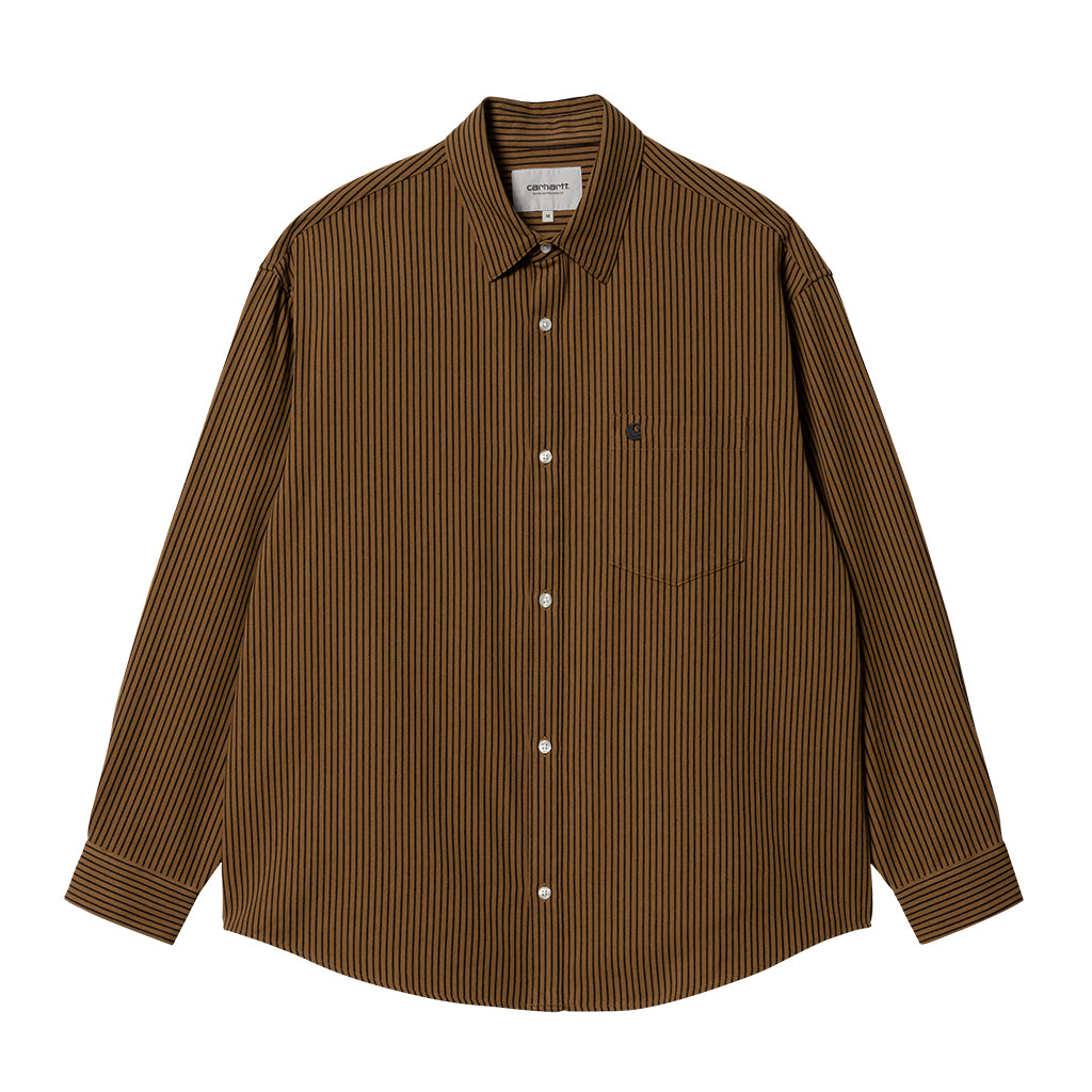 Carhartt WIP L/S Kyle Shirt Drake Stripe Hamilton Brown Black